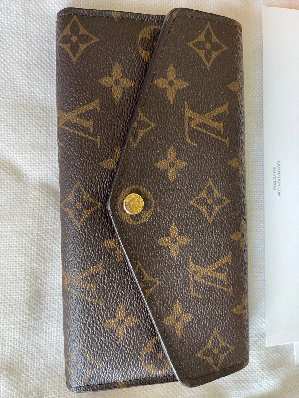 Louis Vuitton Brown Monogram Envelope Wallet with Gold Button